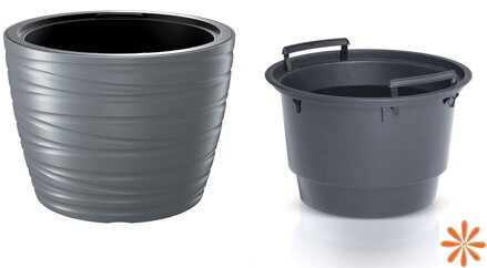 Květináč nízký MAZE s vkladem 37,5 cm - barva: šedý kámen