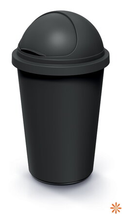 Odpadkový koš COMPACTA R Roller recyklovaně černý  s recyklovaně černým víkem, objem 50l