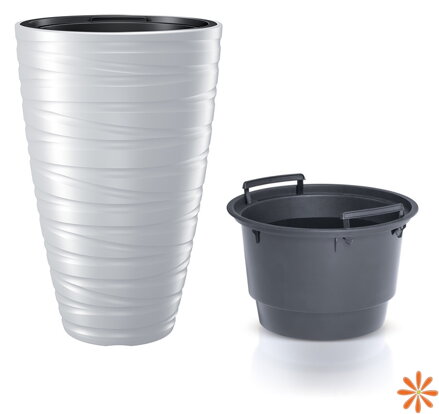 Květináč vysoký s vkladem MAZE 37,5 cm - barva: bílá