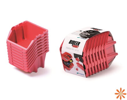 Set úložných boxů 8 ks BINEER SHORT SET 206x118x144 mm - barva: červená
