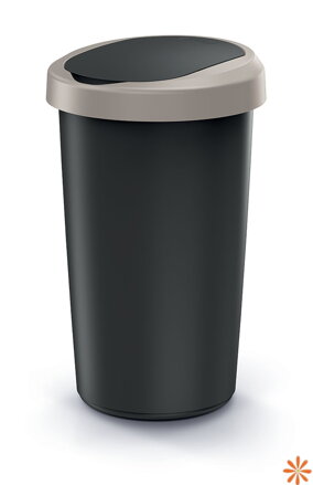 Odpadkový koš COMPACTA R FLAP recyklovaný černý s světle hnědým víkem, objem 25l