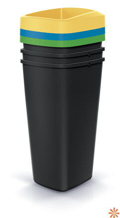 Odpadkový koš COMPACTA Q DROP SET - objem: 3x25 l, barva: recyklovaná černá