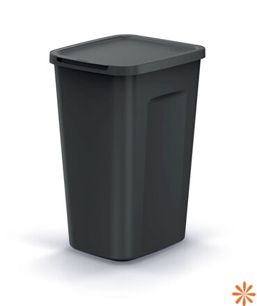Odpadkový koš COMPACTA Q FLAP PLUS recyklovaný černý, objem 50l