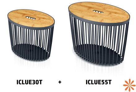 Set 2 univerzálních oválných košů s bambusovými víky CLUBO 30+55 l - barva:  antracit