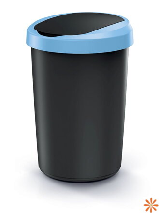 Odpadkový koš COMPACTA R FLAP - objem: 40 l, barva: recykl. černá se světle modrým víkem,