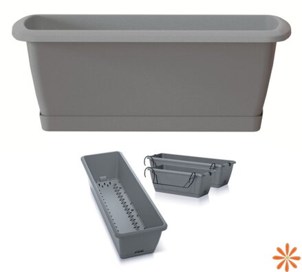 Truhlík se zavlažov. systémem a držákem RESPANA EASYCARE 39,7 cm - barva: šedý kamen