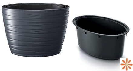 Květináč  MAZE oválný s vkladem 58,5 cm - barva: antracit