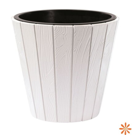 Květináč WOODE s vkladem 34,8 cm - barva:  bílá