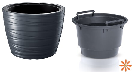Květináč nízký MAZE s vkladem 37,5 cm - barva: antracit