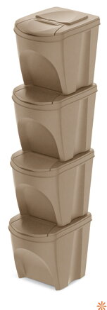 Sada 4 odpadkových košů SORTIBOX ECO WOOD - objem: 4x25 l, barva: naturo ECO