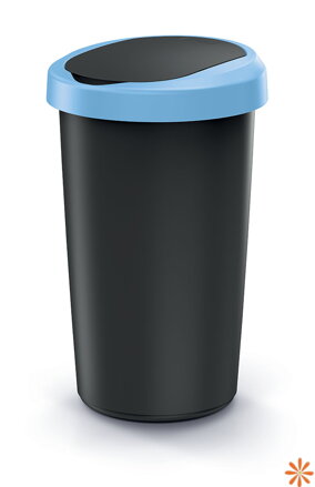 Odpadkový koš COMPACTA R FLAP recyklovaný černý s světle modrým víkem, objem 50l