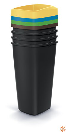Odpadkový koš COMPACTA Q DROP SET -  objem: 4x25 l, barva: recyklvaná černá