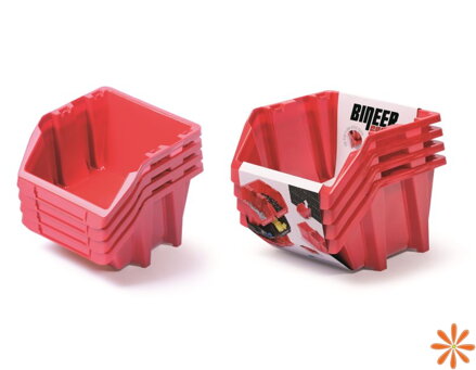 Set úložných boxů 4 ks BINEER SHORT SET - 272x238x236 mm - barva: červená