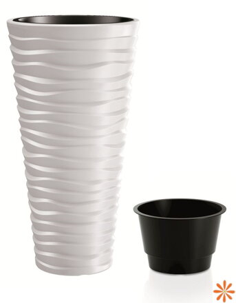 Květináč SAND SLIM s vkladem 29,6 cm - barva: bílá