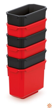 Sada 6 plastových boxů na nářadí X BLOCK BOX 140x75x280 mm - barva: černá/červená
