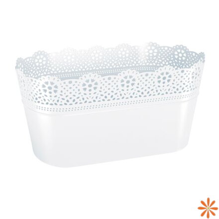 Truhlík LACE s krajkou 28,5 cm - barva: bílá
