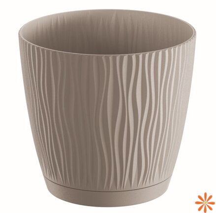 Květináč SANDY P s miskou 10,8 cm - barva: mocca