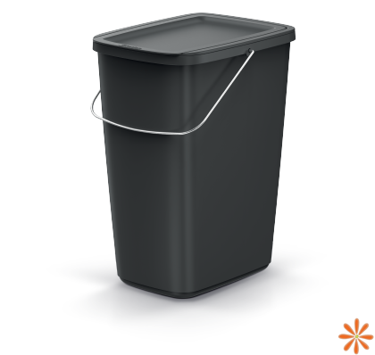 Odpadkový koš COMPACTA Q FLAP BASIC recyklovaný černý, objem 12l