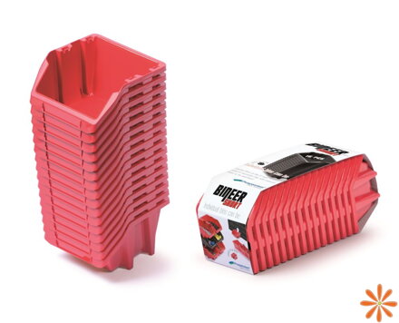 Set úložných boxů 16 ks BINEER SHORT SET 234x77x92 mm - barva: červená