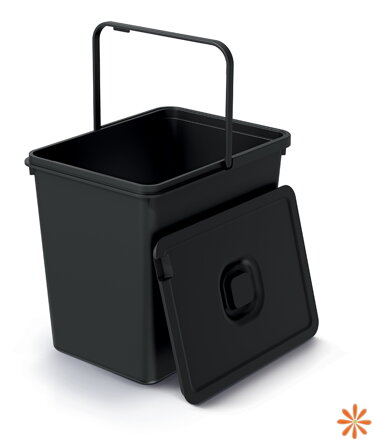 Odpadkový koš SYSTEMA BASIC FLAP - objem: 23 l, barva: recyklovaná černá