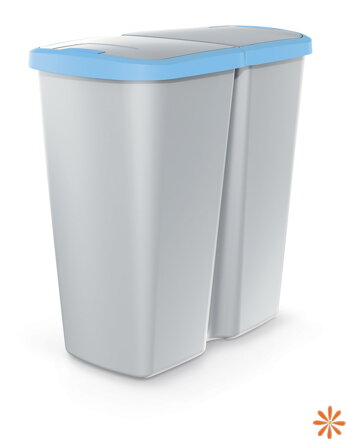 Odpadkový koš COMPACTA Q DUO - objem: 45 l, barva: popelavá se světle modrým víkem