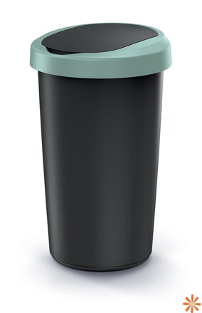 Odpadkový koš COMPACTA R FLAP recyklovaný černý s světle zeleným víkem, objem 25l