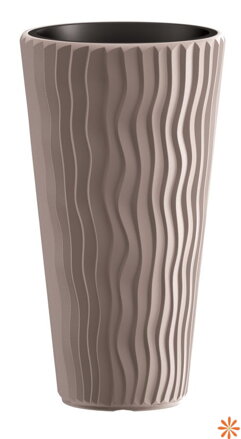 Květináč SANDY SLIM s vkladem 29,7 cm - barva: mocca