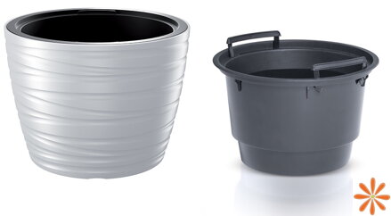 Květináč nízký MAZE s vkladem 37,5 cm - barva: bílá