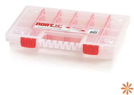 Plastový organizér 22 přihrádek (přepážky) NORT 344x249x50 mm - barva: transparentní