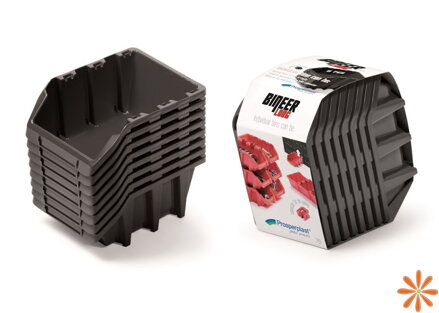 Set úložných boxů 8 ks BINEER LONG SET 160x98x160 mm - barva: černá