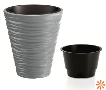 Květináč SAND s vkladem 29,5 cm - barva: šedý kámen