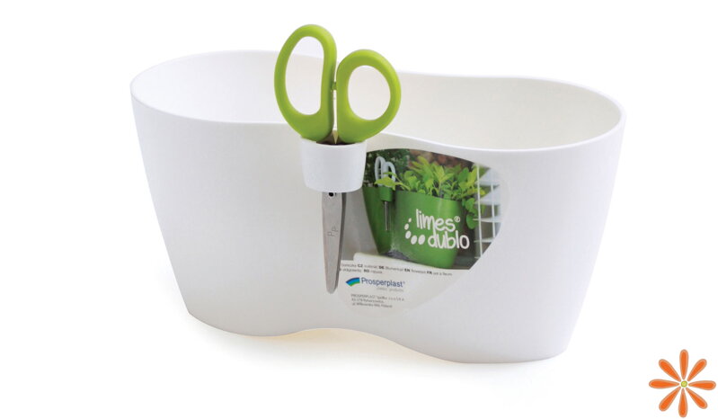 Květináč s nůžkami LIMES DUBLO 25 cm - barva: bílá