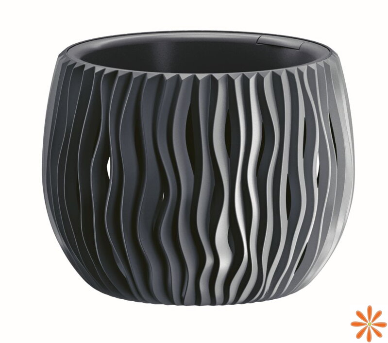 Květináč SANDY BOWL s vkladem 18 cm - barva: antracit