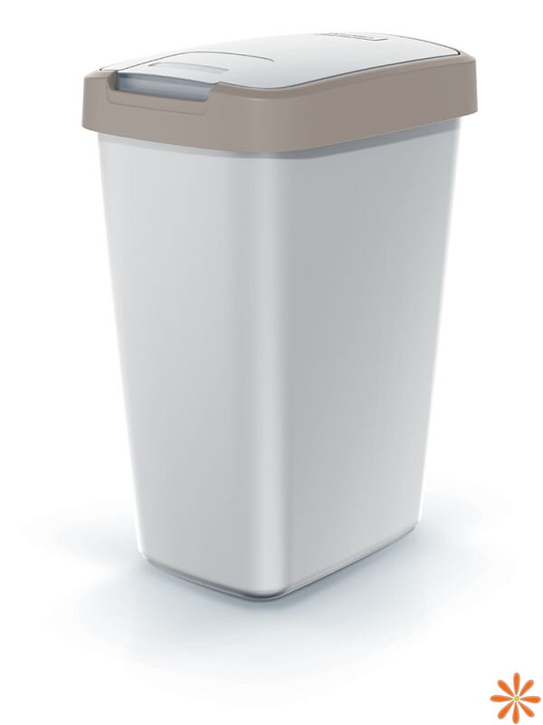 Odpadkový koš COMPACTA Q FLAP - objem: 12 l, barva: popelavá se světle hnědým víkem