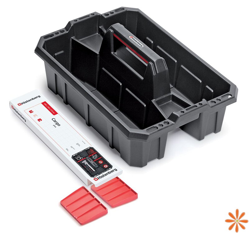 Přepravka na nářadí s přepážkami CARGO PLUS 300x300x133 mm - barva: černá/červená Přepravka na nářadí s přepážkami CARGO PLUS 300x300x133 mm - barva: černá/červená