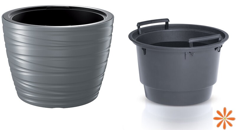 Květináč nízký MAZE s vkladem 37,5 cm - barva: šedý kámen Květináč nízký MAZE s vkladem 37,5 cm - barva: šedý kámen