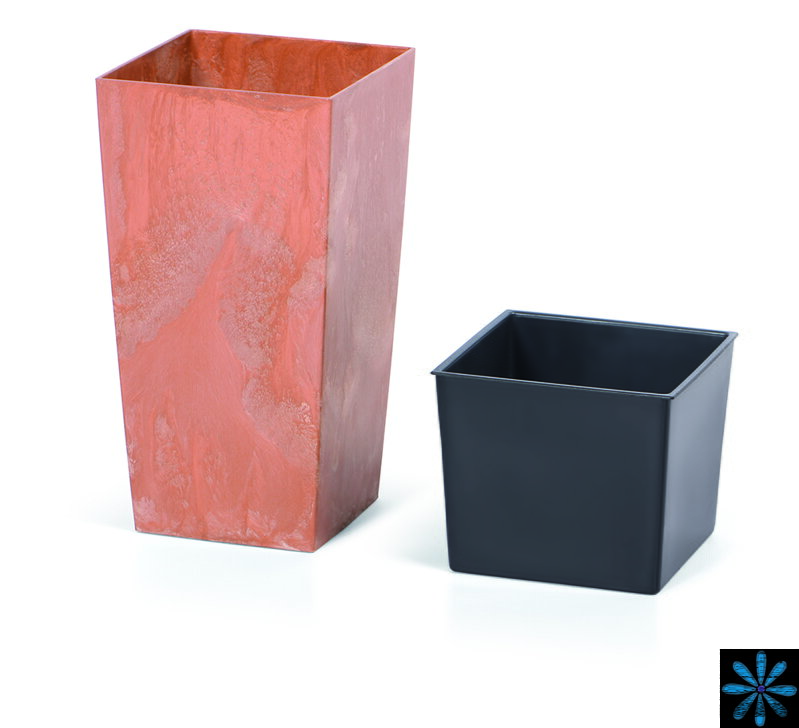 Květináč URBI SQUARE BETON EFFECT s vkladem 14 cm - barva: terakota Květináč URBI SQUARE BETON EFFECT s vkladem 14 cm - barva: terakota