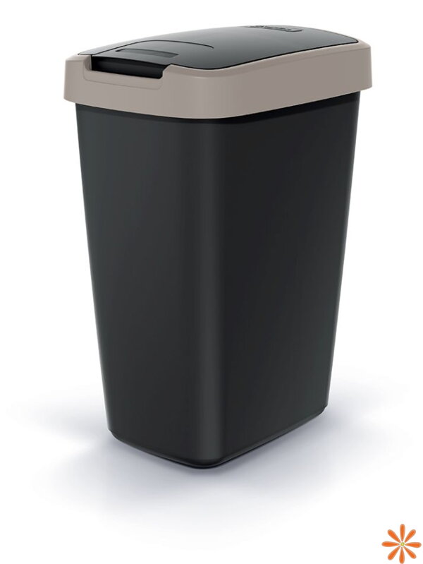 Odpadkový koš COMPACTA Q FLAP - objem: 12 l, barva: černá se světle hnědým víkem Odpadkový koš COMPACTA Q FLAP - objem: 12 l, barva: černá se světle hnědým víkem