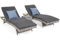 Zahradní lehátka z umělého ratanu Bora Bora Light Grey / Grey Melange se stolkem