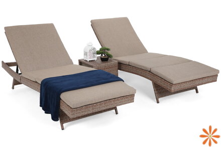 Zahradní lehátka z technoratanu Bora Bora Ginger / Brown se stolkem
