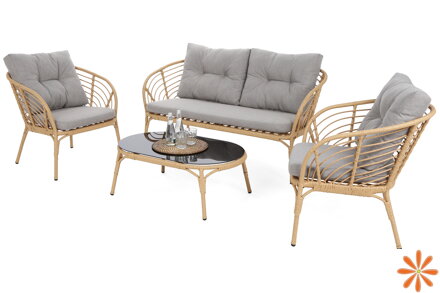 Zahradní nábytek z technoratanu Toskania Beige / Light Grey pro 4 osoby