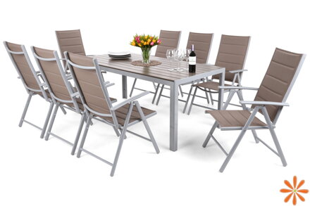 Zahradní sestava Ibiza 185 cm Silver / Taupe 8+1