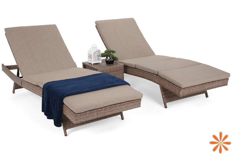 Zahradní lehátka z technoratanu Bora Bora Ginger / Brown se stolkem